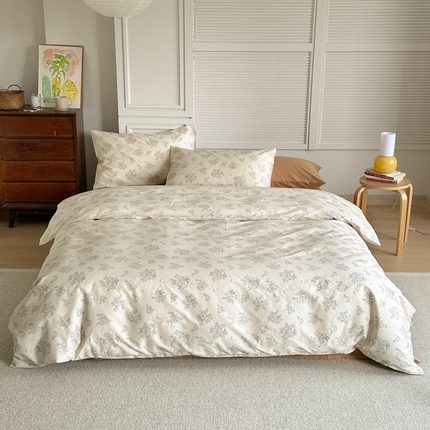 91家纺网 家纺一手货源 找家纺 棉眠 2024新款40支AB版全棉印花四件套 奶油马蒂斯