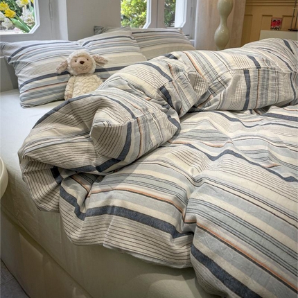 91家纺网 家纺一手货源 找家纺 （总）2024新款软糯亲肤云朵棉无印风水洗棉三件套四件套