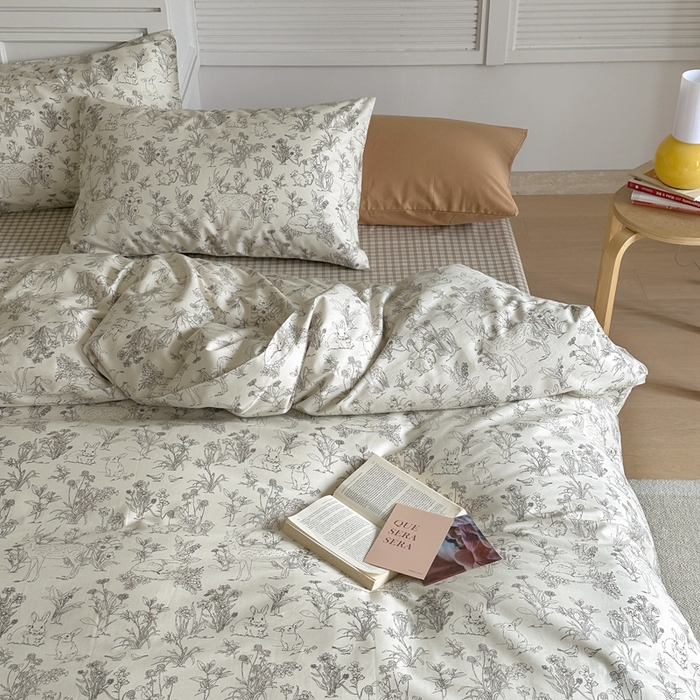 91家纺网 家纺一手货源 找家纺 棉眠 2024新款40支AB版全棉印花四件套 温莎