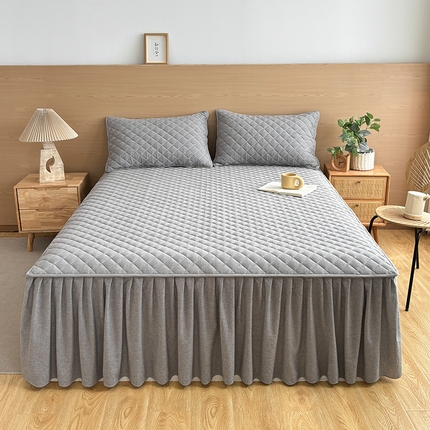 91家纺网 家纺一手货源 找家纺 （总）糯米猪家纺 2024新款全棉色织水洗棉夹棉床裙