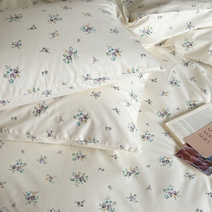 91家纺网 家纺一手货源 找家纺 棉眠 2024新款40支AB版全棉印花四件套 青梅子