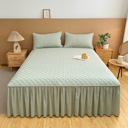 91家纺网 家纺一手货源 找家纺 （总）糯米猪家纺 2024新款全棉色织水洗棉夹棉床裙