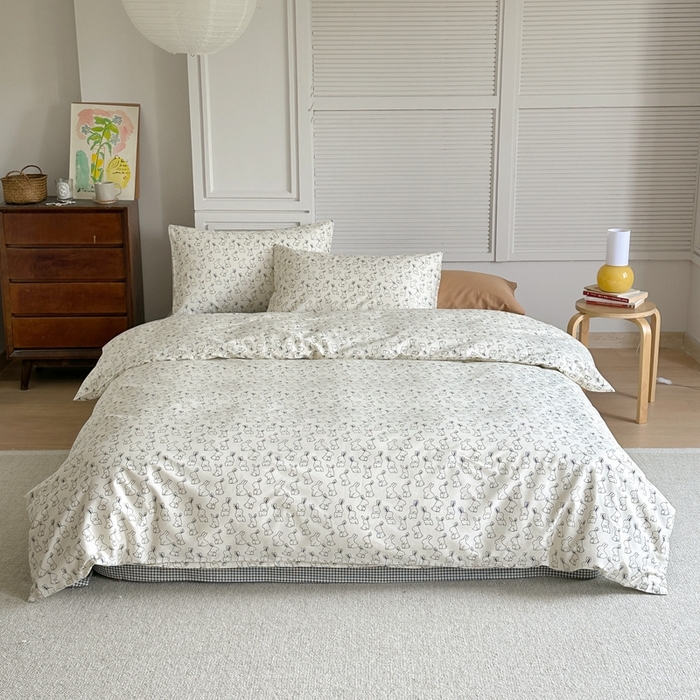 91家纺网 家纺一手货源 找家纺 棉眠 2024新款40支AB版全棉印花四件套 布卡