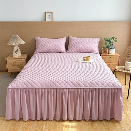 91家纺网 家纺一手货源 找家纺 （总）糯米猪家纺 2024新款全棉色织水洗棉夹棉床裙