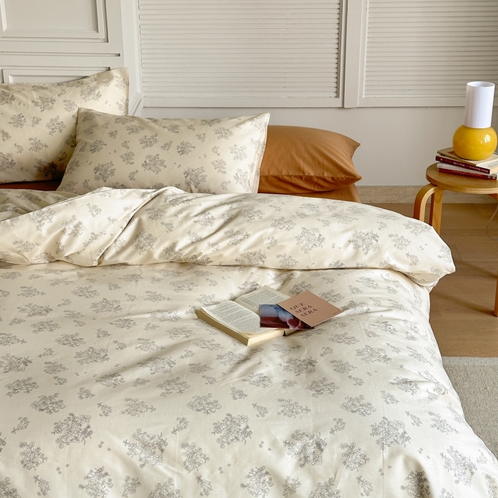 91家纺网 家纺一手货源 找家纺 棉眠 2024新款40支AB版全棉印花四件套 奶油马蒂斯