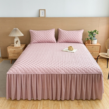 91家纺网 家纺一手货源 找家纺 （总）糯米猪家纺 2024新款全棉色织水洗棉夹棉床裙