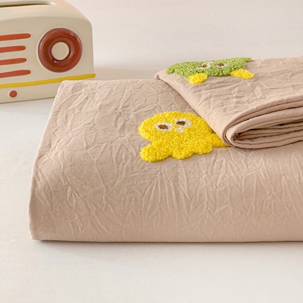 韩巢家纺 2024热款超柔水洗棉毛巾绣单件被套-小精灵系列（提供精美卖家秀 ） 小精灵奶咖