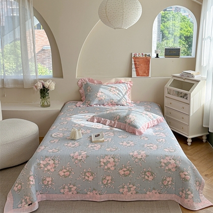 91家纺网 家纺一手货源 找家纺 诗黛尔 2024秋冬新款全棉法式花边床盖套件 安妮公主