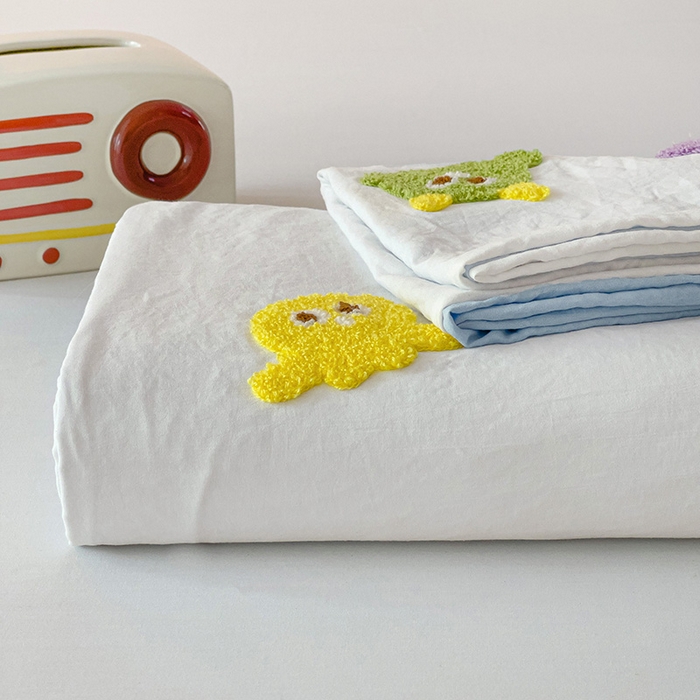 91家纺网 家纺一手货源 找家纺 韩巢家纺 2024热款超柔水洗棉毛巾绣单件被套-小精灵系列（提供精美卖家秀 ） 小精灵白蓝