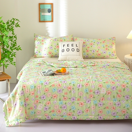 天瑜 2024新款棉绸苏香绸舒香绸夏被人造棉夏凉被 缤纷绿