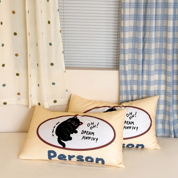 91家纺网 家纺一手货源 找家纺 觅糖家纺 2024新款全棉双面数码印花枕套 ins卡通-梦想小猫