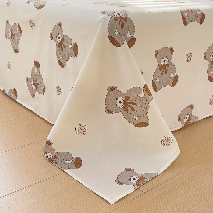 91家纺网 家纺一手货源 找家纺 恩泽 2024新款ins风全棉单品床单天真小熊