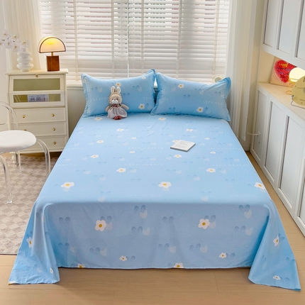 恩泽 2024新款ins风全棉单品床单蓝色心情