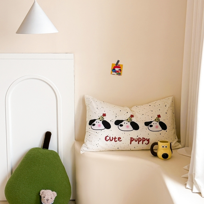 91家纺网 家纺一手货源 找家纺 觅糖家纺 2024新款全棉双面数码印花枕套 ins卡通-三只小狗