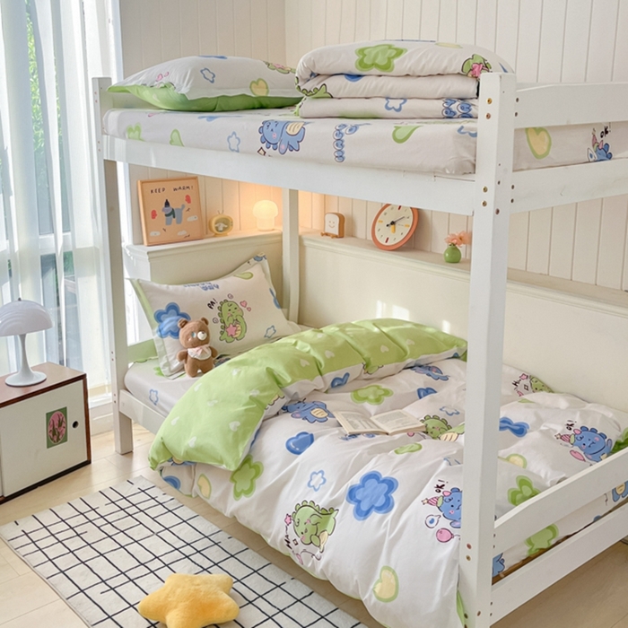 91家纺网 家纺一手货源 找家纺 莱通家纺 2024新款12868印花学生宿舍套件 小恐龙