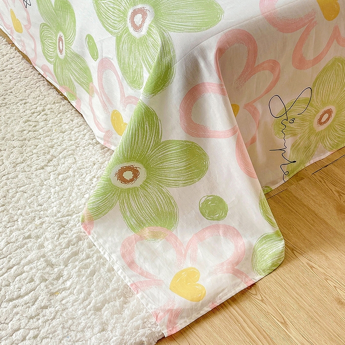 91家纺网 家纺一手货源 找家纺 恩泽 2024新款ins风全棉单品床单花语嫣然