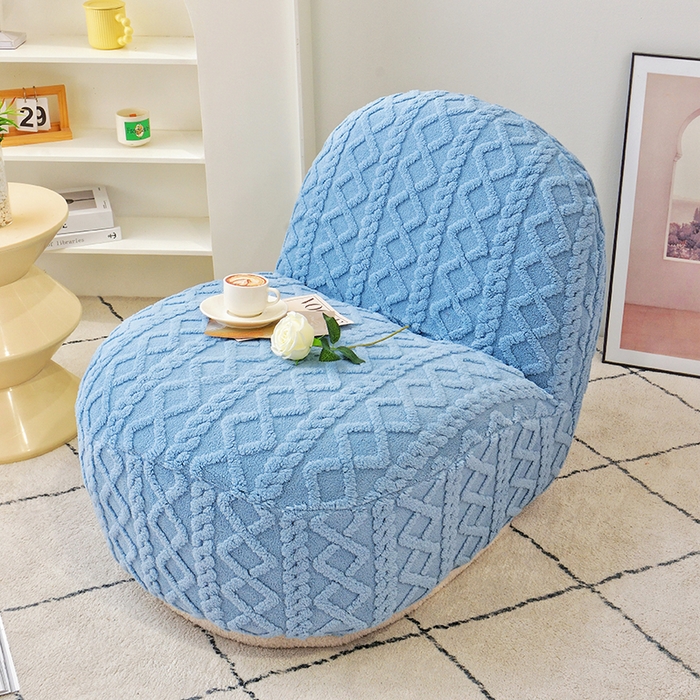 91家纺网 家纺一手货源 找家纺 启博家纺 2024新款白胖子雪梨椅提花绒沙发套 天蓝