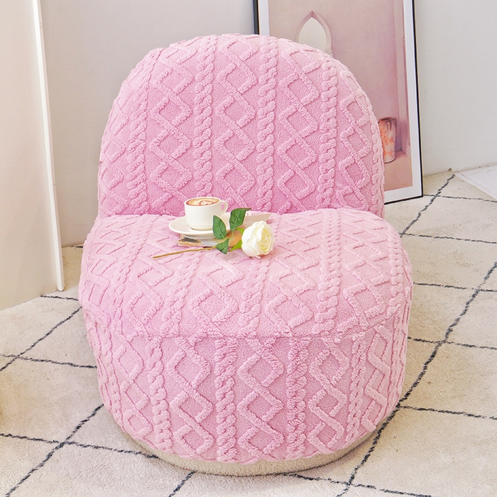 91家纺网 家纺一手货源 找家纺 启博家纺 2024新款白胖子雪梨椅提花绒沙发套 桃粉