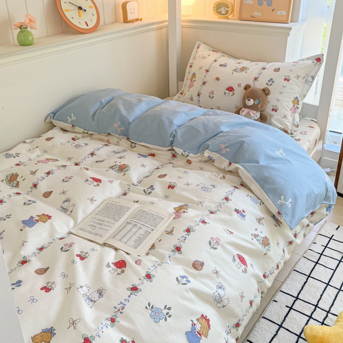 91家纺网 家纺一手货源 找家纺 莱通家纺 2024新款12868印花学生宿舍套件 丛林逸趣