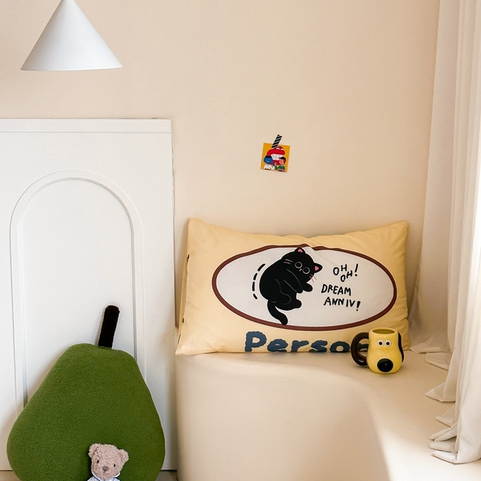 91家纺网 家纺一手货源 找家纺 觅糖家纺 2024新款全棉双面数码印花枕套 ins卡通-梦想小猫