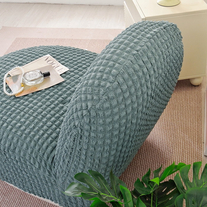 91家纺网 家纺一手货源 找家纺 启博家纺 2024新款白胖子雪梨椅泡泡纱沙发套 雾霾蓝