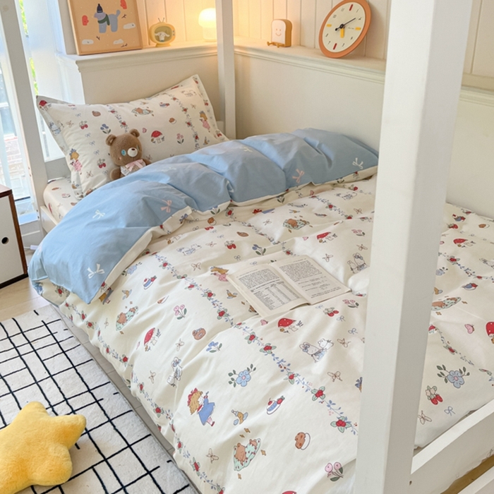 91家纺网 家纺一手货源 找家纺 莱通家纺 2024新款12868印花学生宿舍套件 丛林逸趣