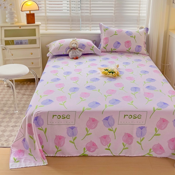 91家纺网 家纺一手货源 找家纺 恩泽 2024新款ins风全棉单品床单玫瑰佳人