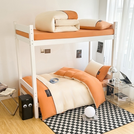 91家纺网 家纺一手货源 找家纺 （总）麦空家居 2025新款学生季亲肤水洗棉刺绣四件套学生三件套-曲奇