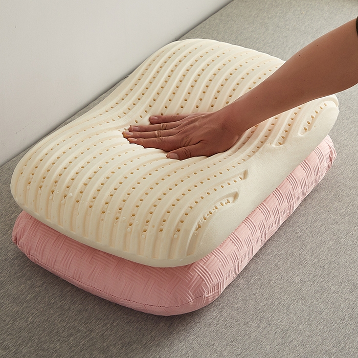 91家纺网 家纺一手货源 找家纺 沃兰国际 2024新款华夫格乳胶蛋糕枕枕头枕芯60*38*11 樱花粉