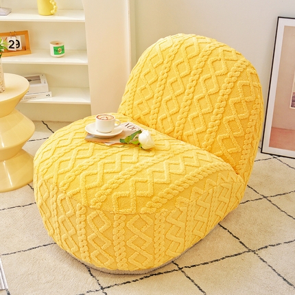 91家纺网 家纺一手货源 找家纺 启博家纺 2024新款白胖子雪梨椅提花绒沙发套 黄色