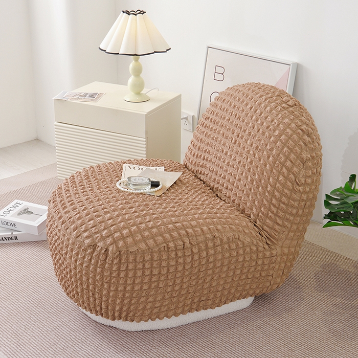 91家纺网 家纺一手货源 找家纺 启博家纺 2024新款白胖子雪梨椅泡泡纱沙发套 咖色