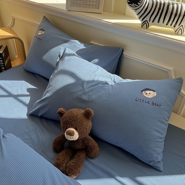 91家纺网 家纺一手货源 找家纺 （总）眠帛家居 2024新款水洗棉提花刺绣四件套熊先生-风格二