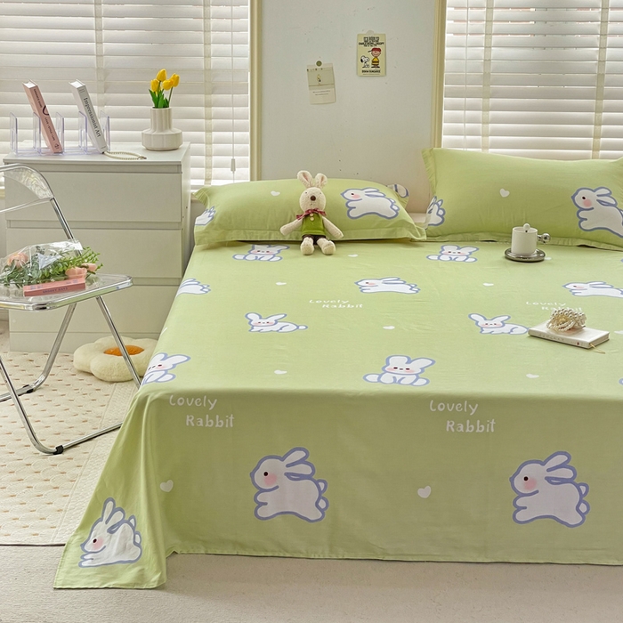 91家纺网 家纺一手货源 找家纺 恩泽 2024新款ins风全棉单品床单萌萌兔