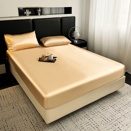 91家纺网 家纺一手货源 找家纺 2024新款轻奢风水洗冰丝床笠 香槟色