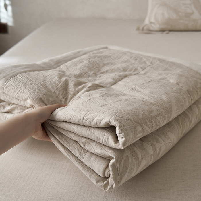 91家纺网 家纺一手货源 找家纺 （总）2024新款亚麻大提花全新系列多功能夏被