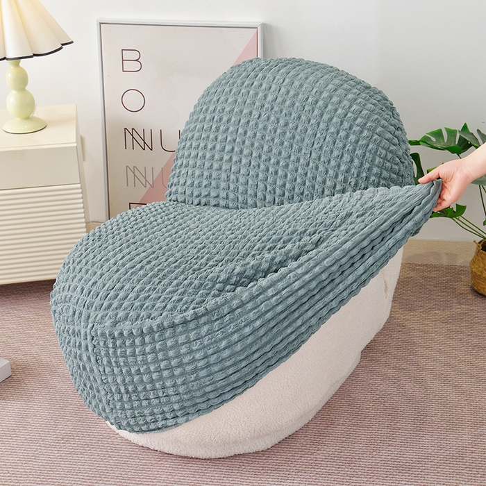 91家纺网 家纺一手货源 找家纺 启博家纺 2024新款白胖子雪梨椅泡泡纱沙发套 雾霾蓝