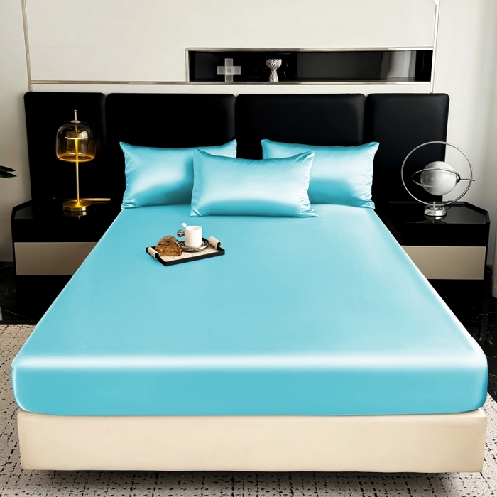 91家纺网 家纺一手货源 找家纺 2024新款轻奢风水洗冰丝床笠 静谧兰