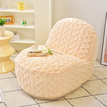 91家纺网 家纺一手货源 找家纺 启博家纺 2024新款白胖子雪梨椅提花绒沙发套 米白