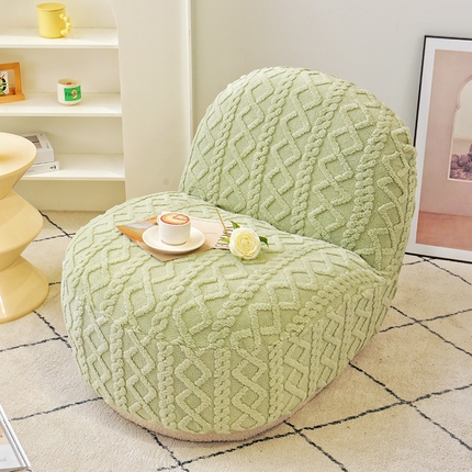 91家纺网 家纺一手货源 找家纺 启博家纺 2024新款白胖子雪梨椅提花绒沙发套 果绿