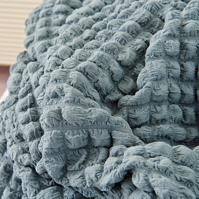 91家纺网 家纺一手货源 找家纺 启博家纺 2024新款白胖子雪梨椅泡泡纱沙发套 雾霾蓝