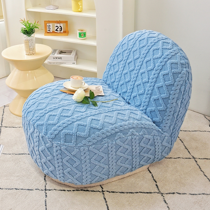 91家纺网 家纺一手货源 找家纺 启博家纺 2024新款白胖子雪梨椅提花绒沙发套 天蓝