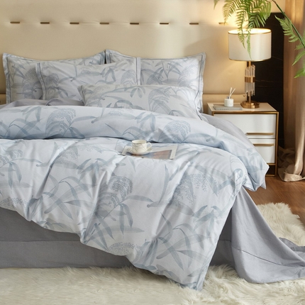 91家纺网 家纺一手货源 找家纺 金纱玉纺家纺 2025数码印花100%棉四件套 半城烟沙-兰