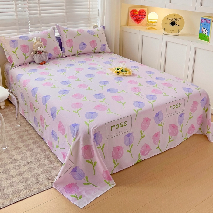 91家纺网 家纺一手货源 找家纺 恩泽 2024新款ins风全棉单品床单玫瑰佳人