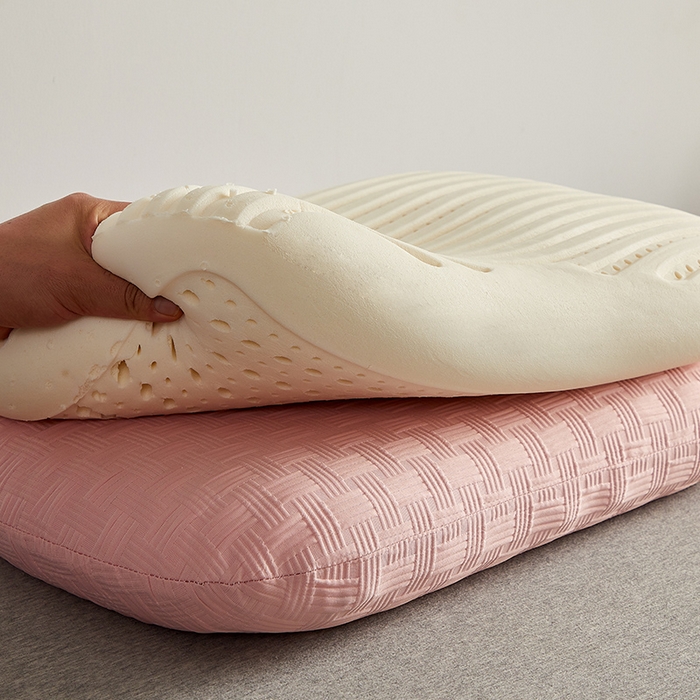 91家纺网 家纺一手货源 找家纺 沃兰国际 2024新款华夫格乳胶蛋糕枕枕头枕芯60*38*11 樱花粉