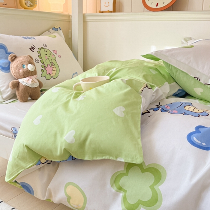 91家纺网 家纺一手货源 找家纺 莱通家纺 2024新款12868印花学生宿舍套件 小恐龙