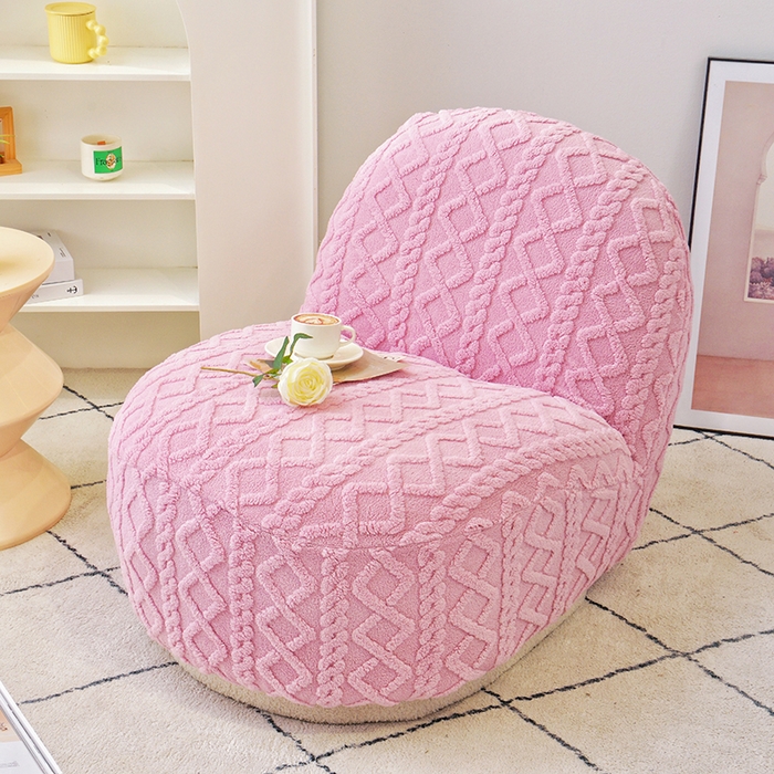 91家纺网 家纺一手货源 找家纺 启博家纺 2024新款白胖子雪梨椅提花绒沙发套 桃粉