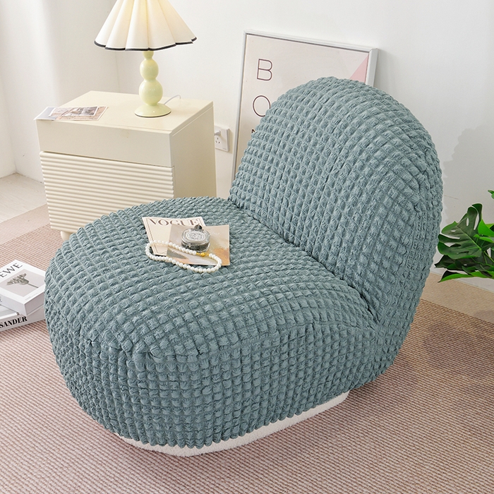 91家纺网 家纺一手货源 找家纺 启博家纺 2024新款白胖子雪梨椅泡泡纱沙发套 雾霾蓝