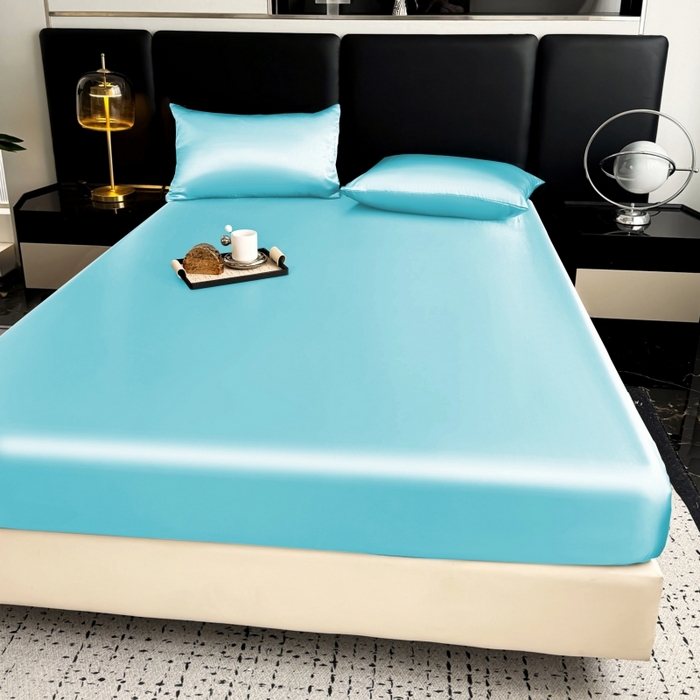 91家纺网 家纺一手货源 找家纺 2024新款轻奢风水洗冰丝床笠 静谧兰