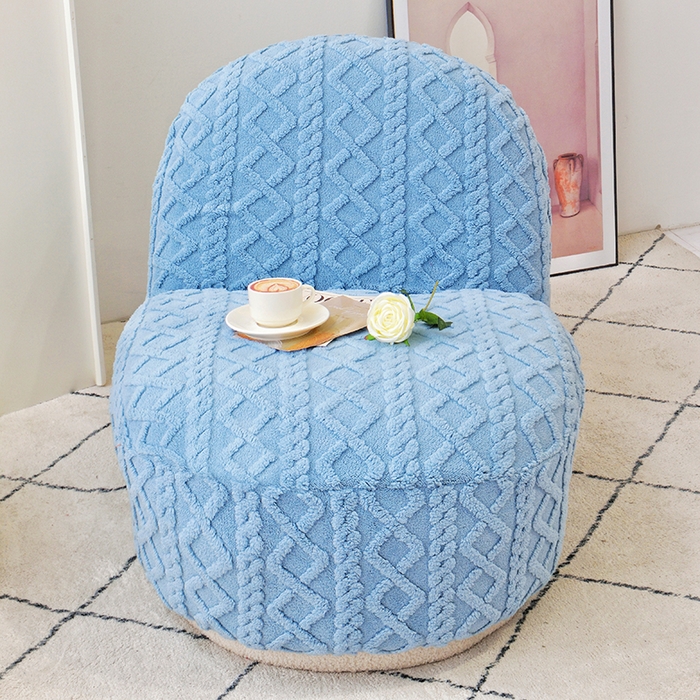 91家纺网 家纺一手货源 找家纺 启博家纺 2024新款白胖子雪梨椅提花绒沙发套 天蓝