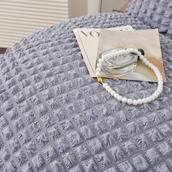 91家纺网 家纺一手货源 找家纺 启博家纺 2024新款白胖子雪梨椅泡泡纱沙发套 灰蓝